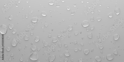 water droplets on glass Raindrops on glass after rain 3d illustration