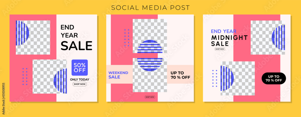 END YEASR SALE BANNER SOCIAL MEDIA POST. EDITABLE TEMPLATE PROMOTION COVER DESIGN. VECTOR ILUSTRATION