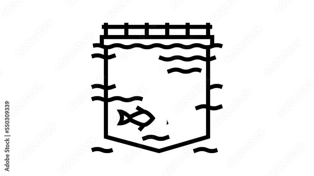 sea cages salmon line icon animation sea cages salmon line icon animation