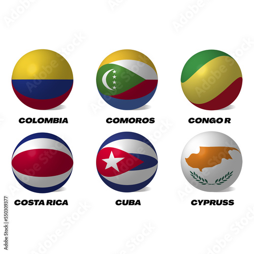 sets of different country flag in ball shape design Free Download sets of different country flag in ball shape design - GFXLoad