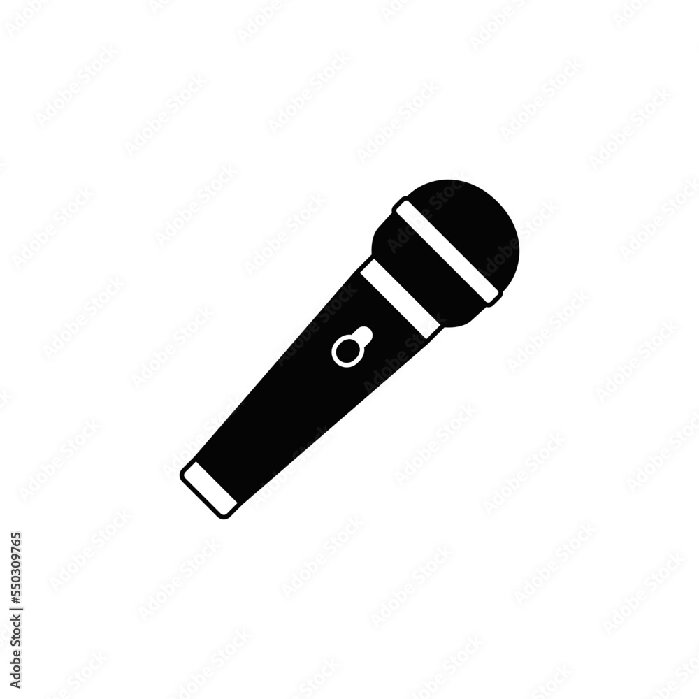 Microphone icon in black flat glyph, filled style isolated on white background Microphone icon in black flat glyph, filled style isolated on white background