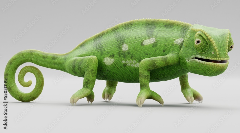 Fototapeta premium Realistic 3D Render of Flap Necked Chameleon