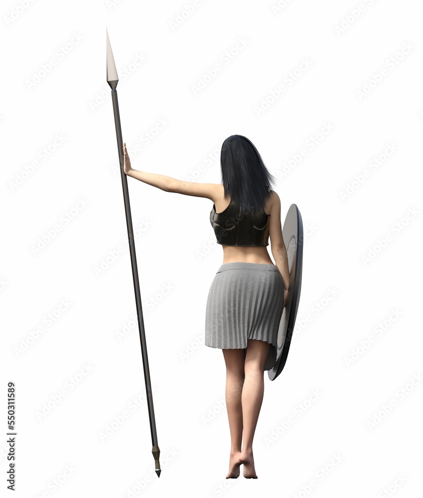 warrior woman, isolated on white background, 3D illustration, cg render warrior woman, isolated on white background, 3D illustration, cg render