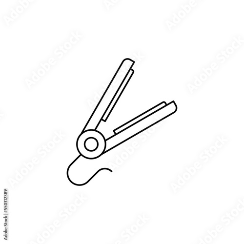 Hair straightener icon in line style icon, isolated on white background