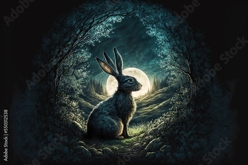 rabbit in the night