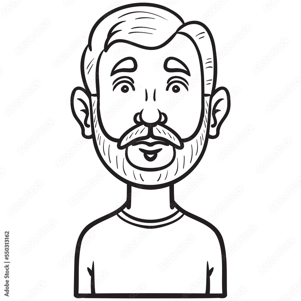 man with beard. Monochrome illustration vector avatar character man with beard. Monochrome illustration vector avatar character