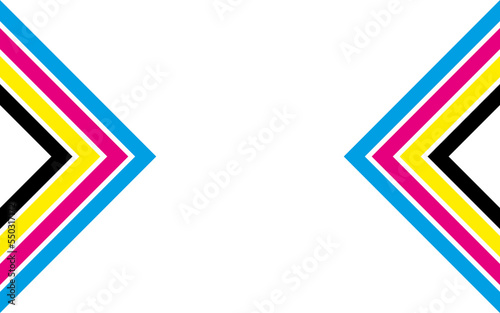 Abstract print background with arrows in cmyk colors. Business design banner with space for your text. Vector illustration