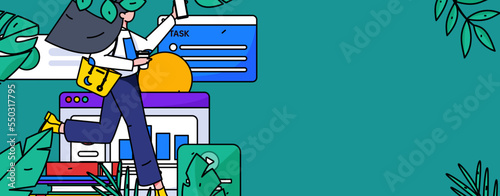 Flat vector concept operation illustration of people working in business
