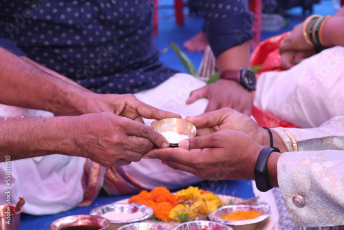 In India, yogurt is held in the hand of a wedding ceremony and in the hand of a Hindu priest in a religious ceremony