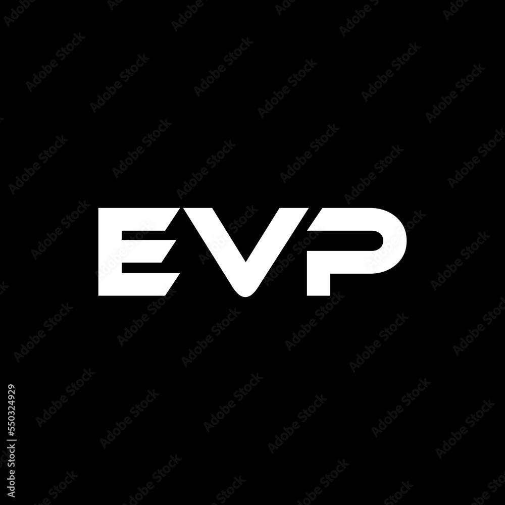 EVP letter logo design with black background in illustrator, vector logo modern alphabet font overlap style. calligraphy designs for logo, Poster, Invitation, etc.