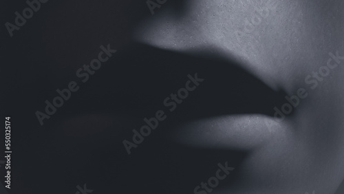 Human mouth close-up. Dramatic lighting. 3d illustration