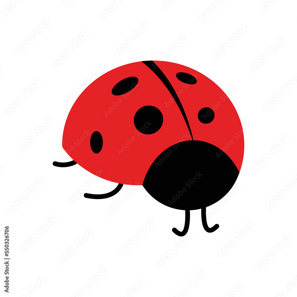 Cute ladybug simple flat design red and black Vector illustration template design