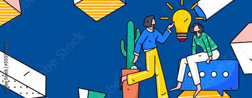 Flat vector concept operation illustration of people working in business
