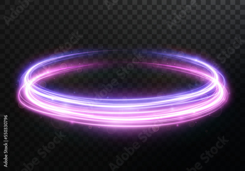 Light pink Twirl. Curve light effect of pink line. Luminous pink circle. Element for your design, advertising, postcards, invitations, screensavers, websites, games. 