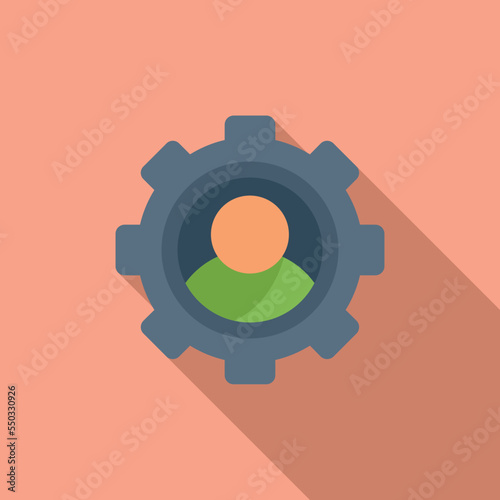 Gear setup icon flat vector. Digital person. Process teamwork
