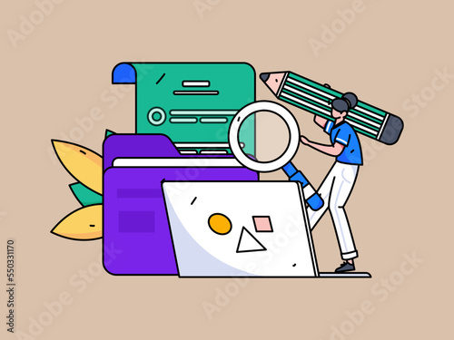 Flat vector concept operation illustration of people working in business
