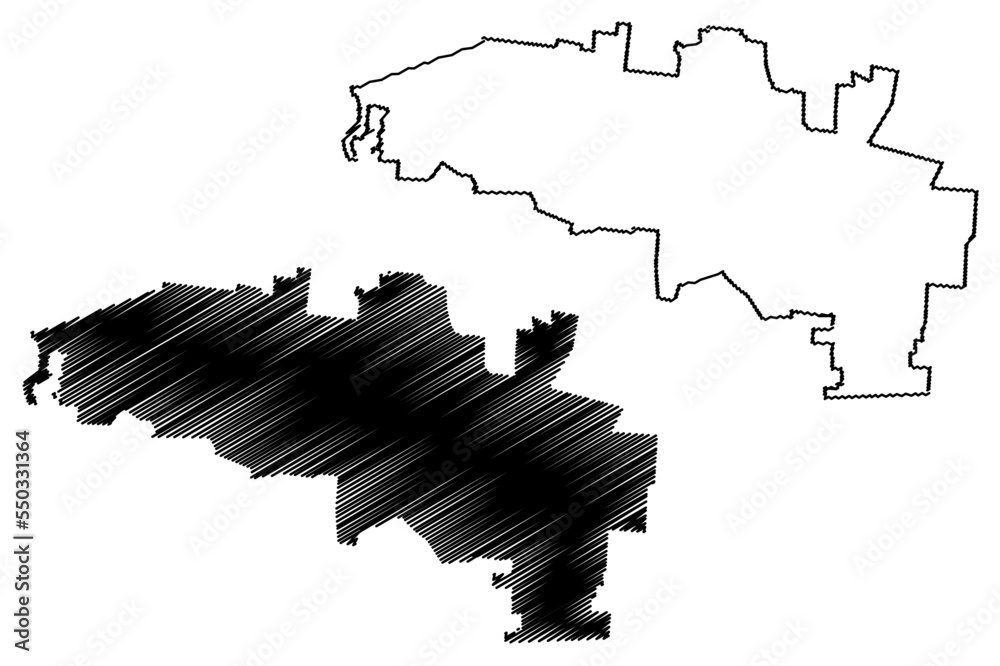 Hecelchakan municipality (Free and Sovereign State of Campeche, Mexico, United Mexican States) map vector illustration, scribble sketch Hecelchakán map