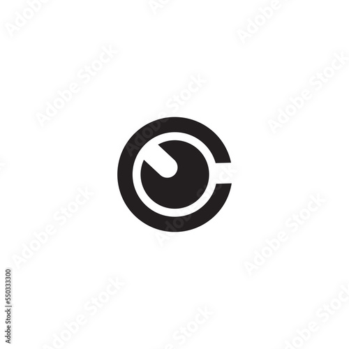 circle power button logo letter design vector template