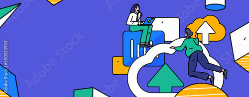 Flat vector concept operation illustration of people working in business
