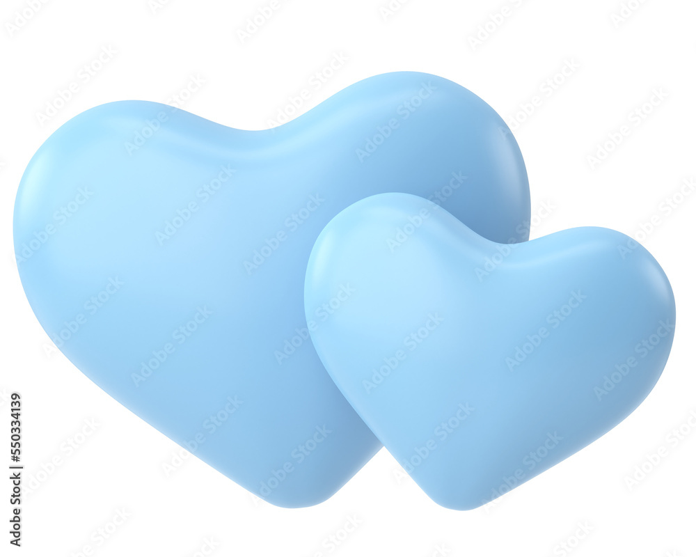 Couple heart. 3D heart. Valentine card decoration.