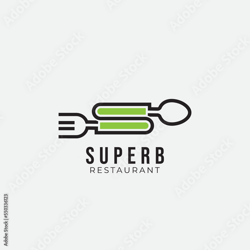 S letter fresh food restaurant fork spoon logo icon