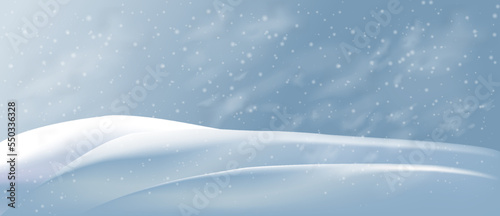 Snowdrifts and winter snowstorm vector background. Snow and wind vector illustration