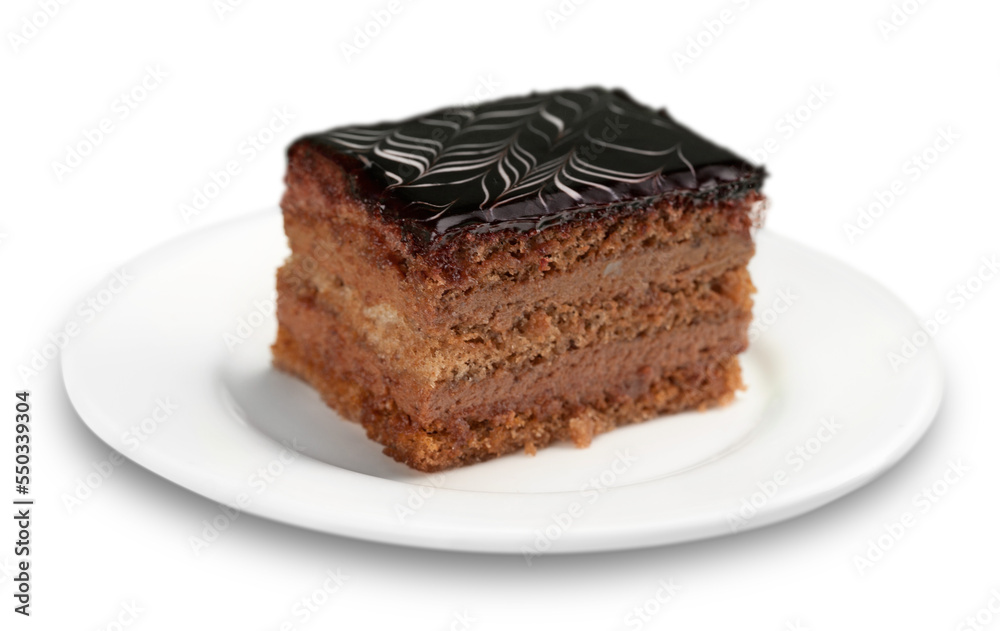 Chocolate Mud Cake on white plate Chocolate Mud Cake on white plate