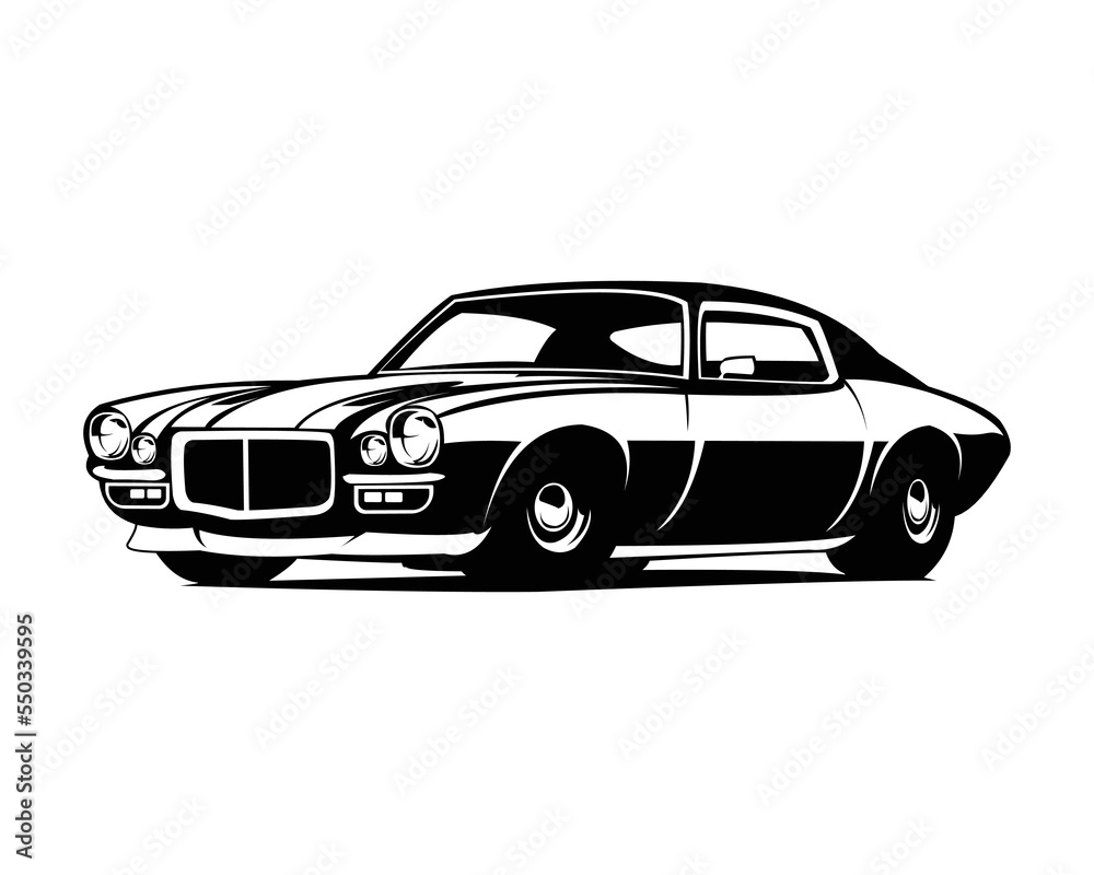 1970's Chevy camaro car isolated on white background. best for logos, badges, emblems, icons, available in eps 10.