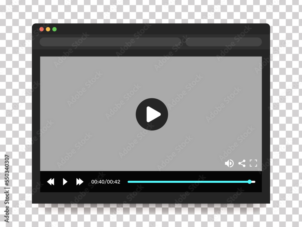 Video player design for website and mobile apps vector illustration Video player design for website and mobile apps vector illustration