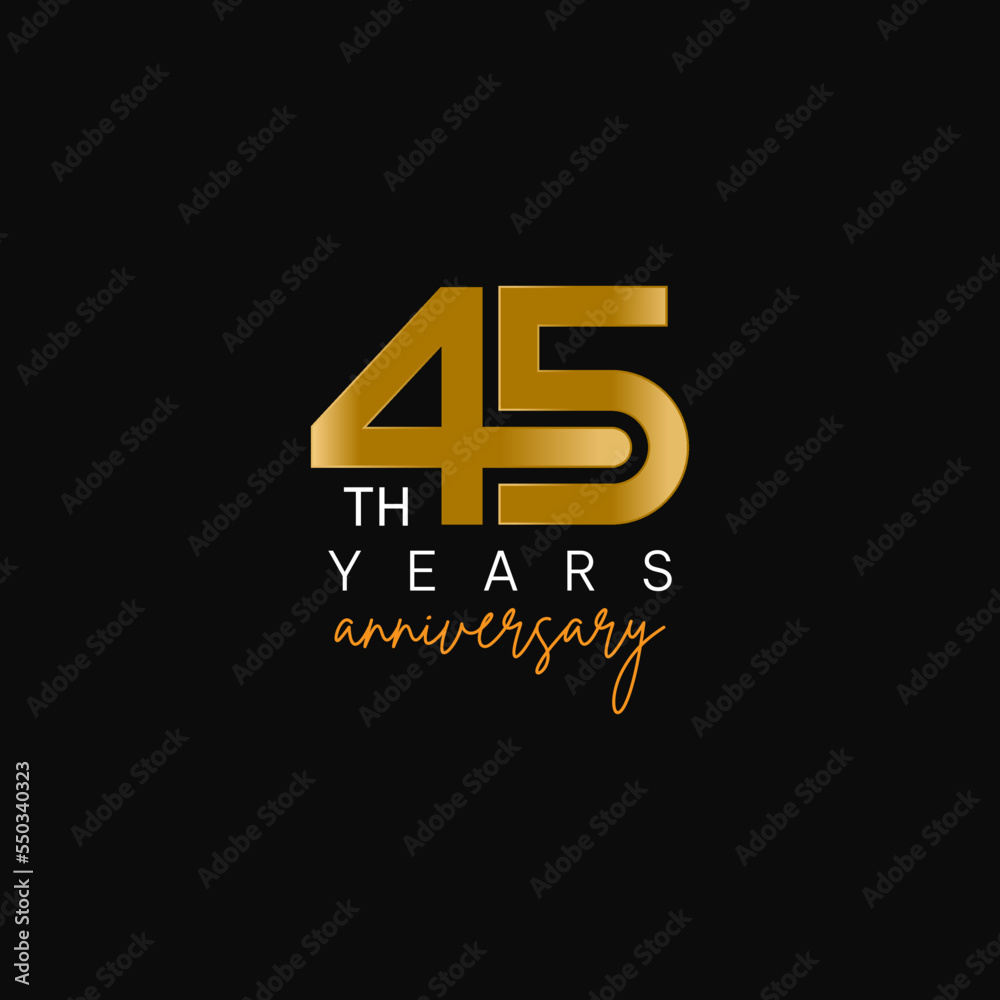 45 number years anniversary logo with golden luxury color 45 number years anniversary logo with golden luxury color