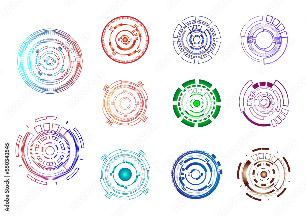 Christmas season icon set tech circle signal interface futuristic technology abstract background vector illustration Christmas season icon set tech circle signal interface futuristic technology abstract background vector illustration