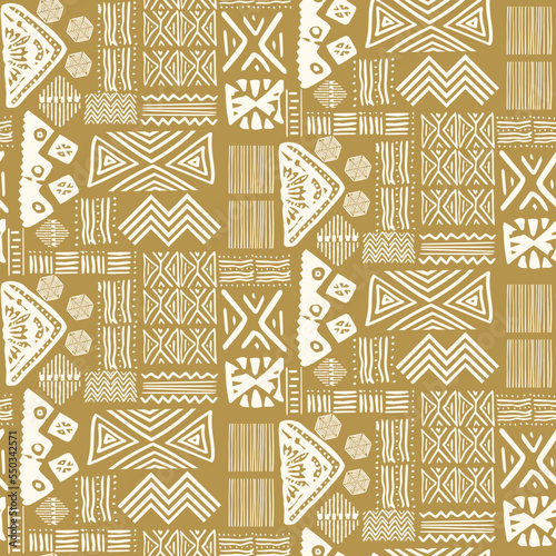Hand drawn abstract ethnic tribal seamless pattern