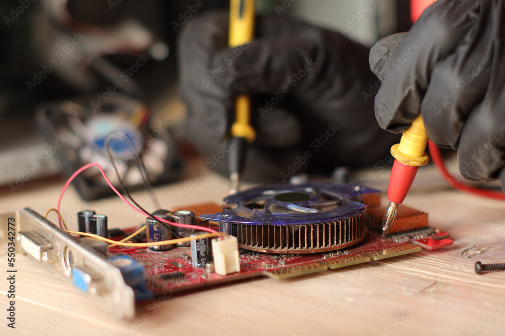 Obraz premium checking video card from desktop computer