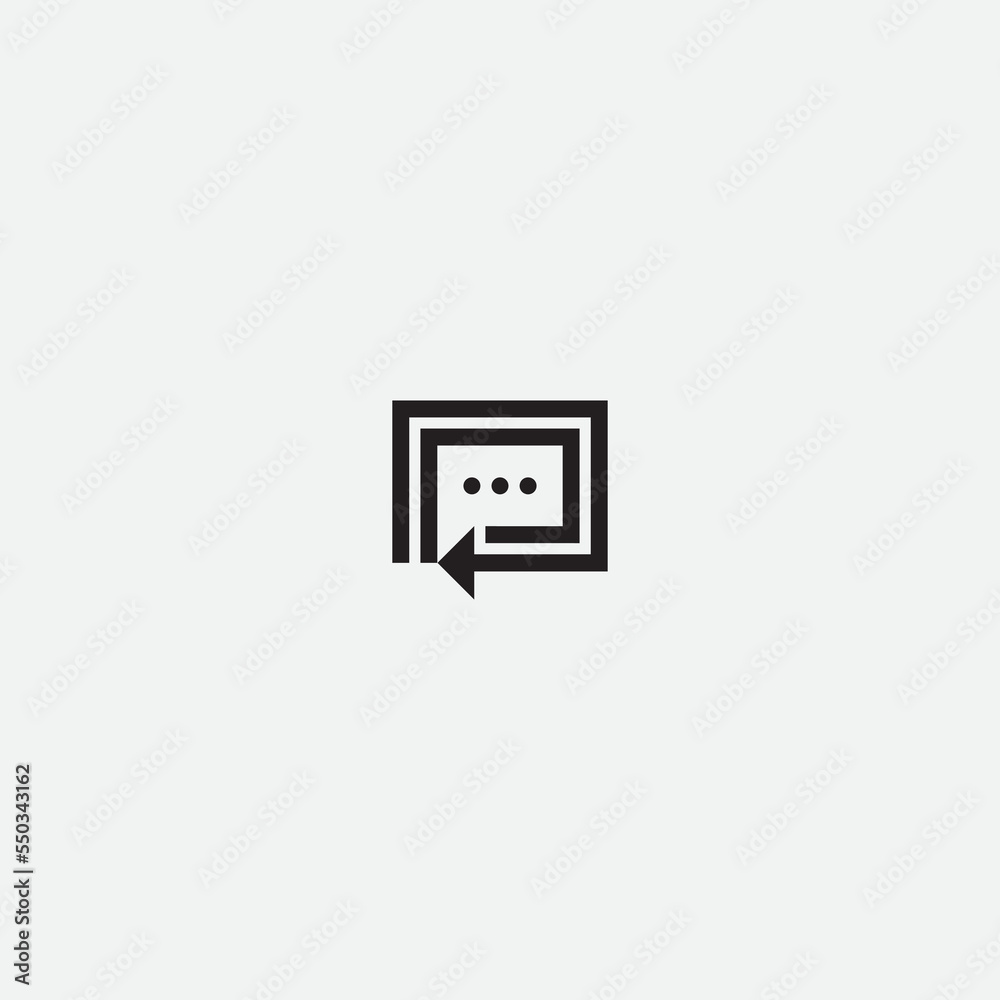 Chat icon negative space arrow logo template Chat icon negative space arrow logo template