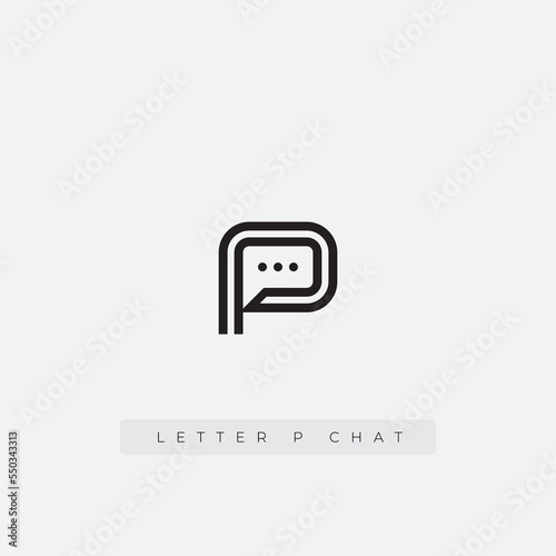 Letter P plus Chat negative icon logo template clean and minimal