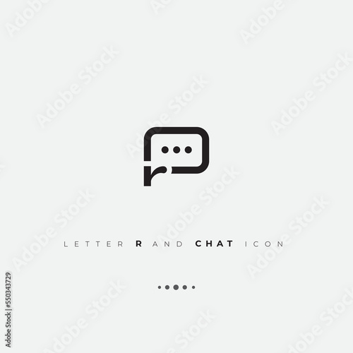 Letter R and Chat icon logo template