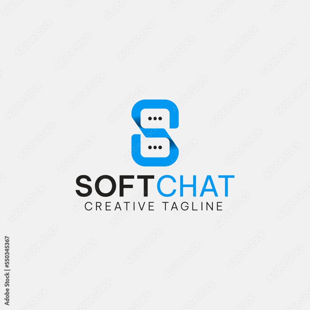 S letter and negative chat icon logo template S letter and negative chat icon logo template