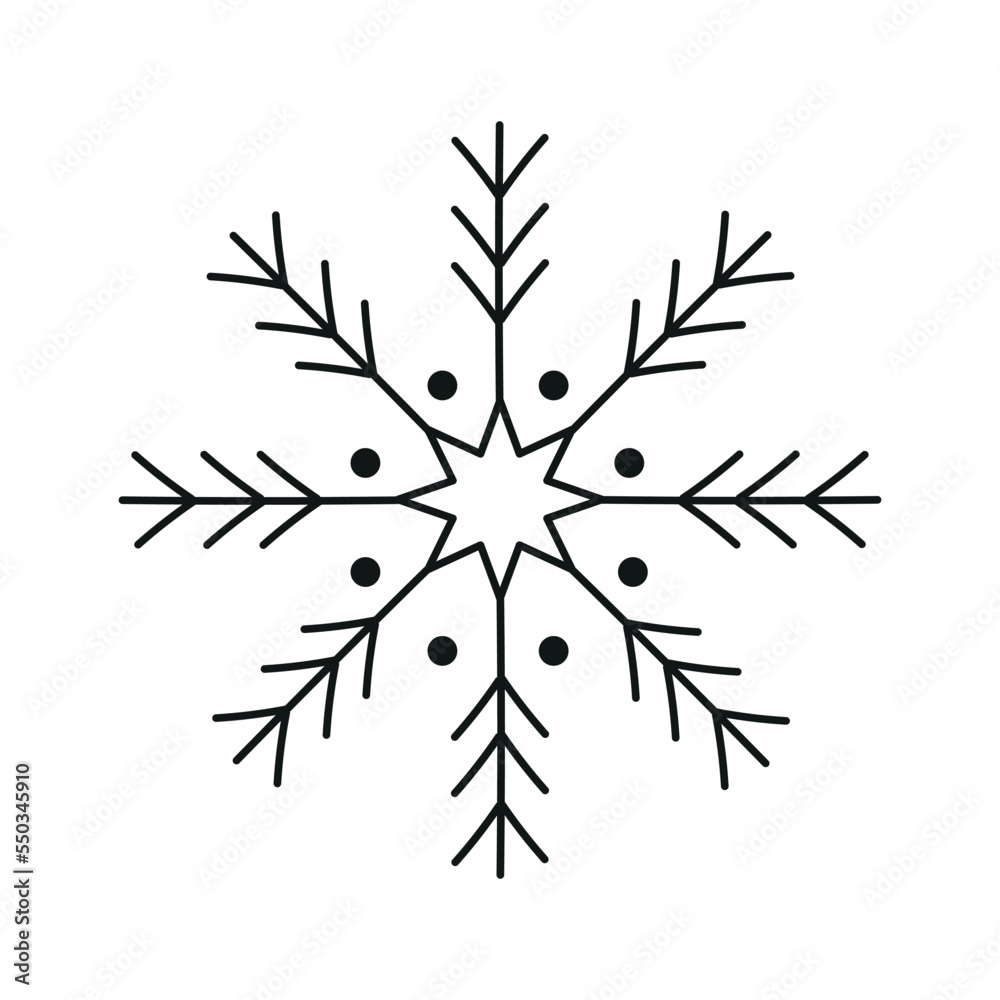 Black snowflake icon isolated on white background. Christmas and New year design element, frozen symbol, Vector illustration Black snowflake icon isolated on white background. Christmas and New year design element, frozen symbol, Vector illustration
