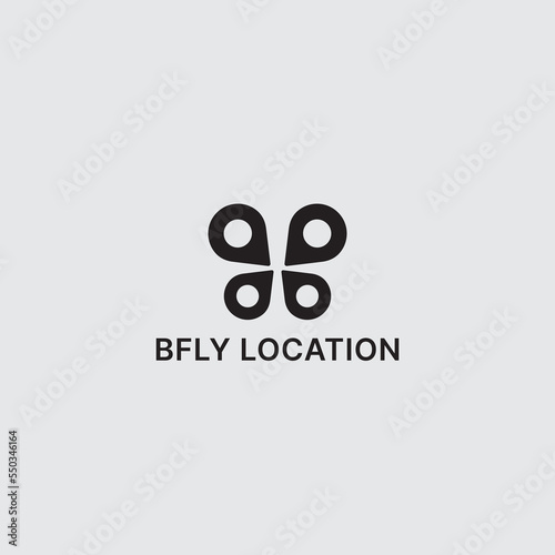 Canvas Print location pin plus butterfly logo template