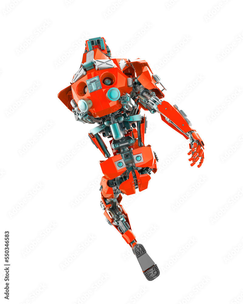 cyber mech is jumping fast nice rear view cyber mech is jumping fast nice rear view