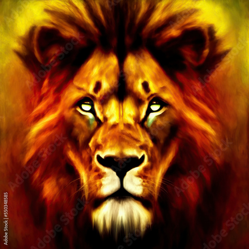 Portrait of a lion. Digital...