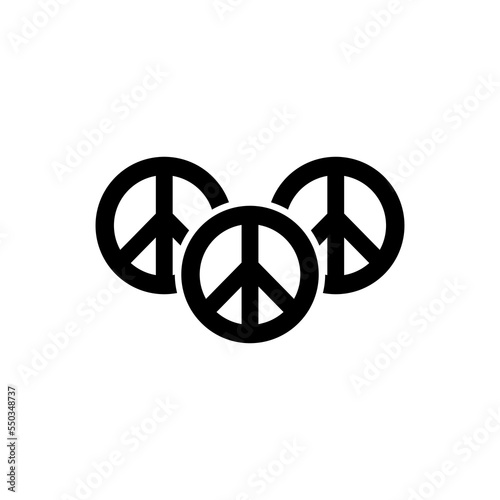 Peace sign icon Black on white background. 