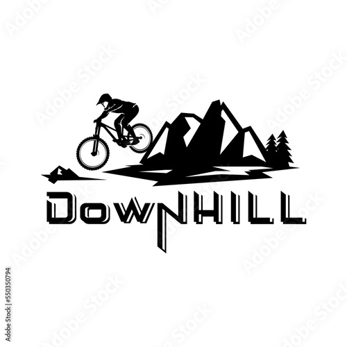 mountain bike logo vector symbol, downhill vector template