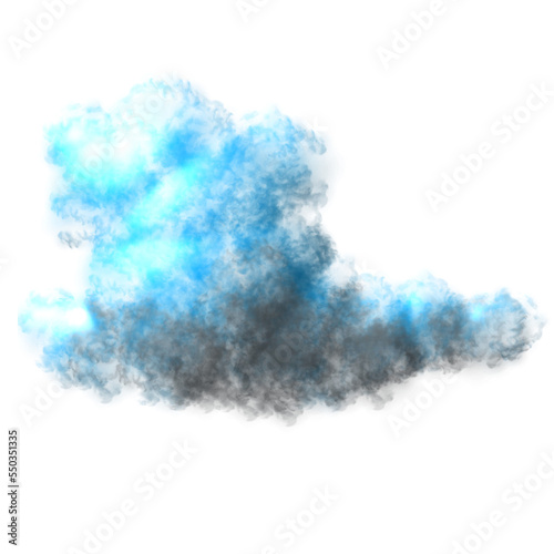 realistic blue smoke element transparent background. blue cloud