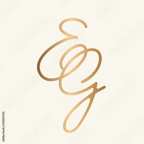 EG monogram logo.Calligraphic signature icon.Script letter e, letter g.Lettering sign.Wedding, fashion, beauty, gift boutique, decorative alphabet initials.Handwritten style characters.