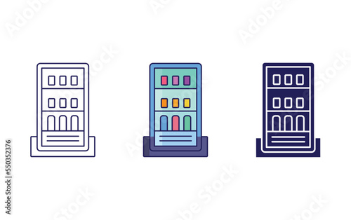 Refrigerator, Soft drinks line and glyph icon, vector illustration
