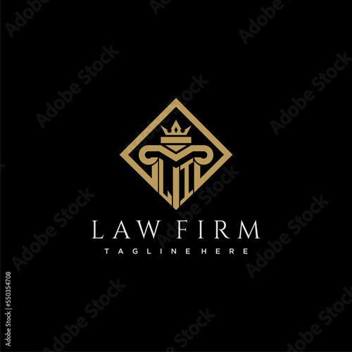 LI initial monogram logo for lawfirm with pillar in creative square design
