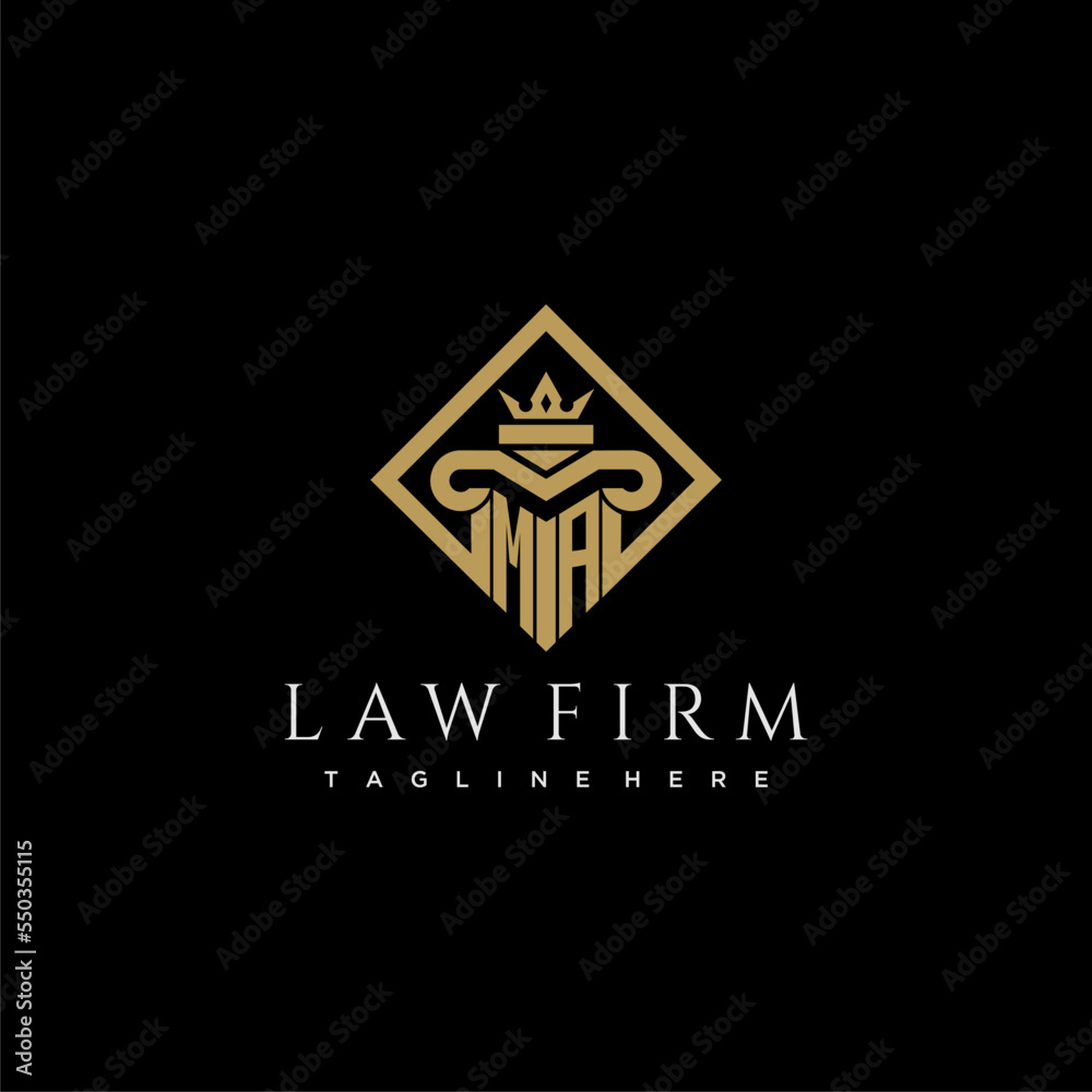 MA initial monogram logo for lawfirm with pillar in creative square design - obrazy, fototapety, plakaty 