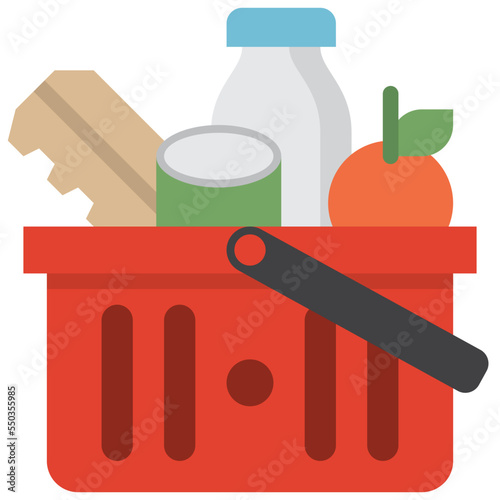 buy groceries flat icon