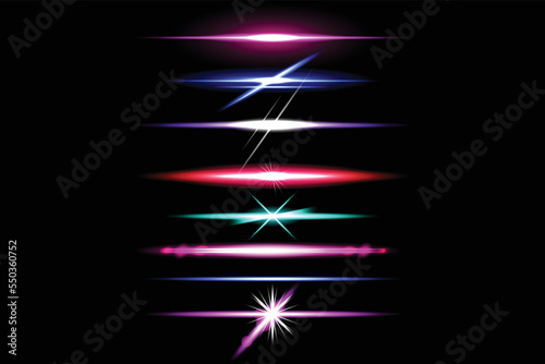 Realistic lens light flare with shining set